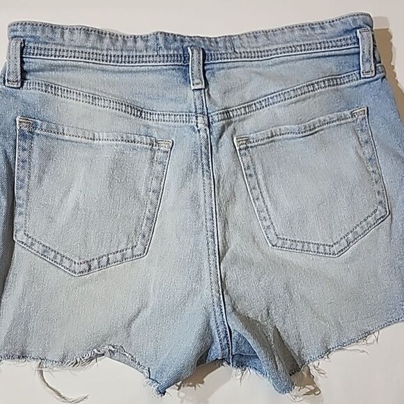 Hollister Jean Shorts Size 5 W27 Button Fly High Rise Mom Short Distressed Denim - Picture 7 of 7